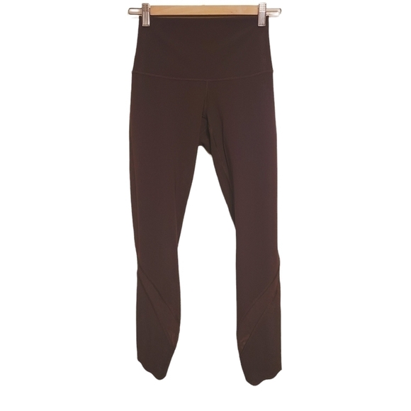 Lululemon | Women's Burgundy/Maroon High Waist Leggings w/ Petal Hems (Size 2) - Picture 1 of 11